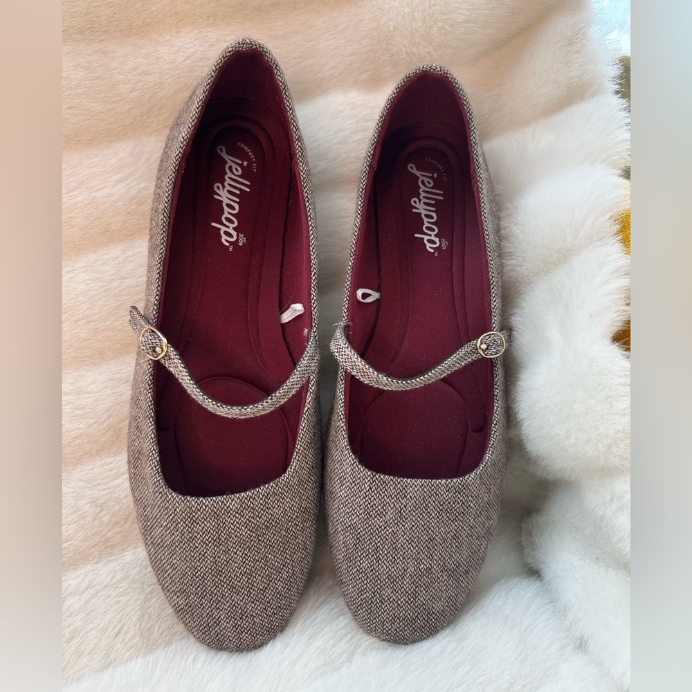 Jellypop Women's Tweed Mary Jane Flats